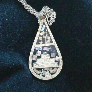 Alpaca Abalone Turquoise Pendant Dual Sided Native Neclace